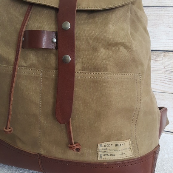 🔥HP x 4🔥Lucky Brand Leather/Canvas Backpack - Picture 8 of 8